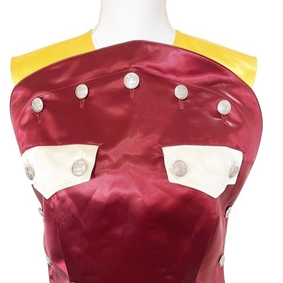 Calvin Klein 2018 Satin Wearable Art Medallion Button Colorblock Blouse US 2 - Picture 5 of 11